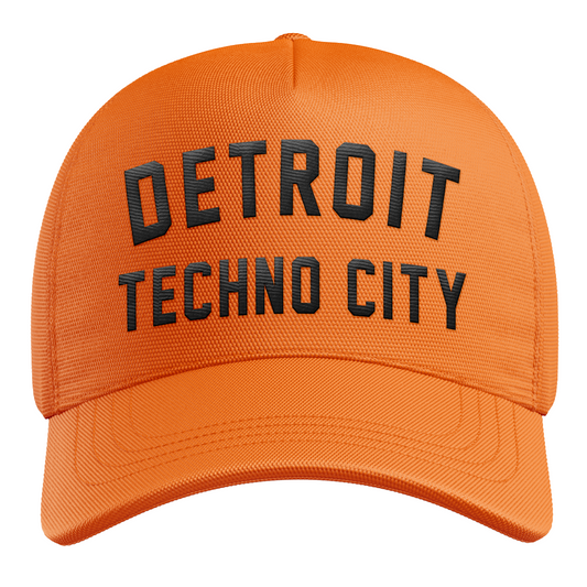 DETROIT TECHNO CITY ORANGE FOAM TRUCKER HAT